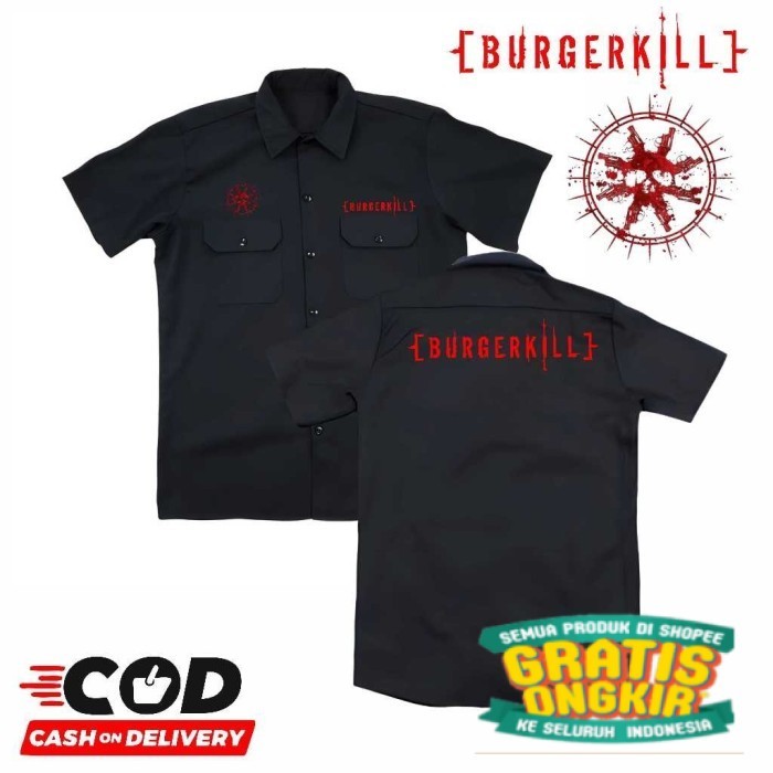 TKP/kemeja WORKSHIRT  pendek band BURGERKILL model terbaru distro - kemeja pendek casual MUSIK METAL