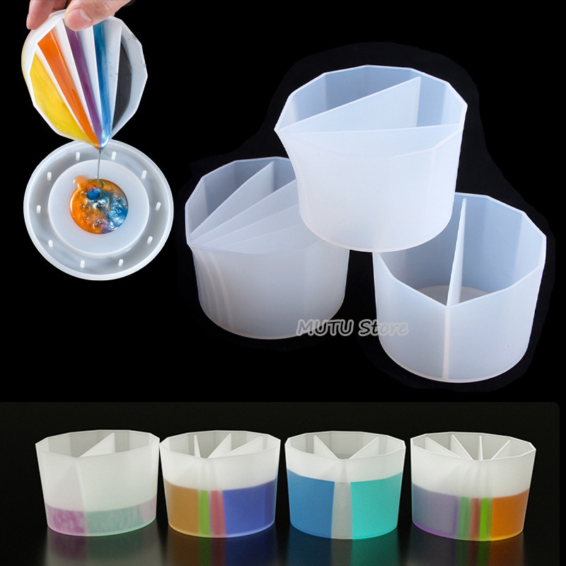 

DIY Acrylic Paint Resin Mold Pour Split Cup Silicone Epoxy Mixing Color Pigment Diversion Cup Fluid Art Split Cup Jewelry Making