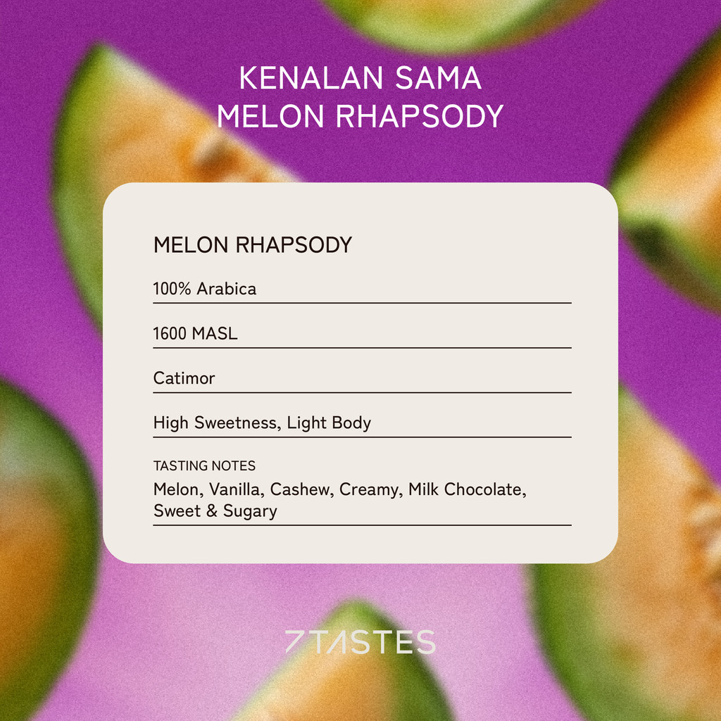 

RB Kopi Arabika Melon Rhapsody 7 Tastes Coffee - Biji Kopi Arabica Coferment Fruity Sweet Vanilla
