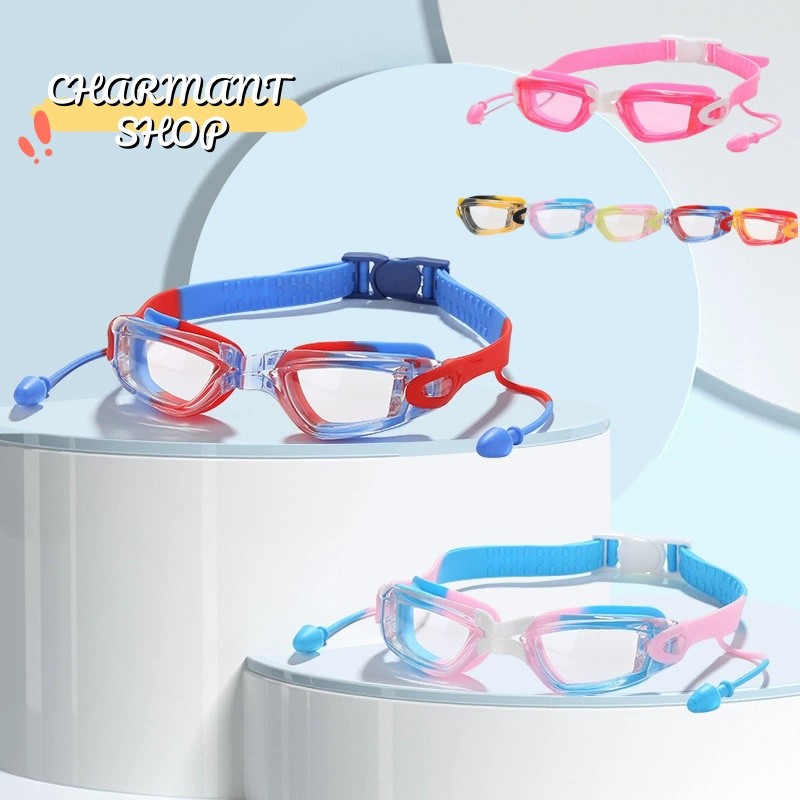 【CHARMANT】Kacamata Renang Anak/Kacamata Renang Dewasa, Penutup Telinga Silikon, Kacamata Renang Anak