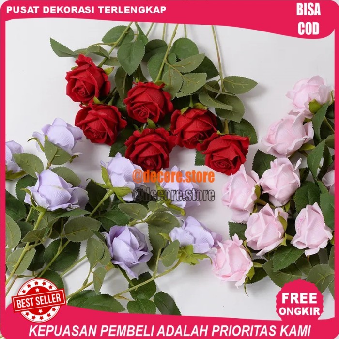 Cod Bunga Mawar Ungu / Bunga Plastik Tanaman hias Artificial mawar