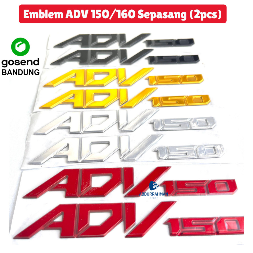Emblem PREMIUM Stiker Sticker Motor Honda ADV 150 160 Timbul Sepasang Warna Silver Emas Chrome Hitam