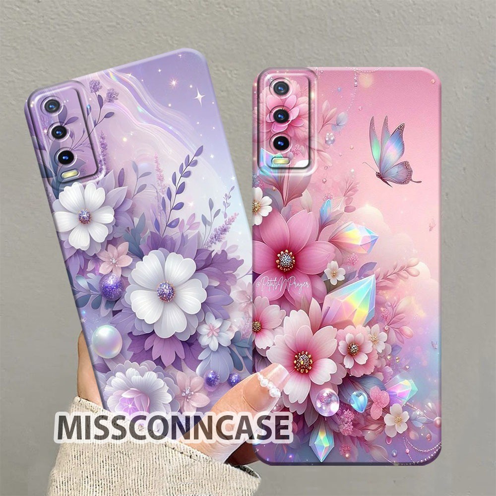 Softcase Hp Vivo Y12s/Y20/Y20s/Y20i/Y20G Case Bunga Lucu - Casing Bahan Karet - Case Kekinian - Case