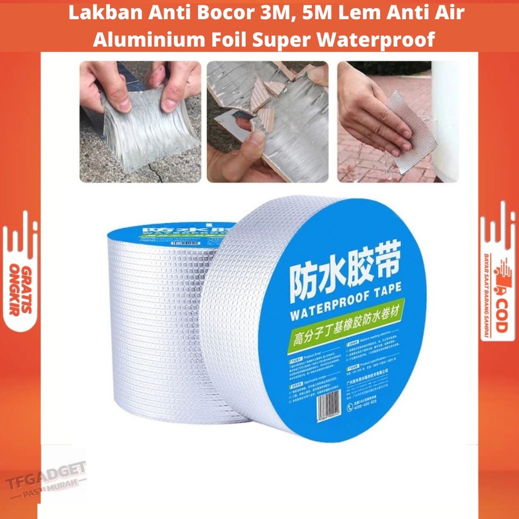 Lakban Anti Bocor 3M, 5 meter Lem Anti Air Aluminium Foil Super Waterproof