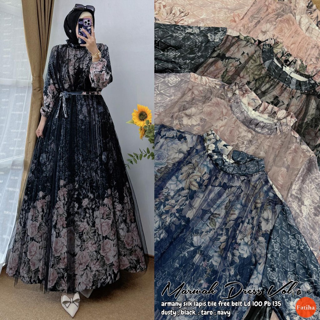 Dress jumbo Marwah/Gamis syari jumbo/Dress pesta kondangan/baju muslim wanita terkini/Gamis jumbo LD