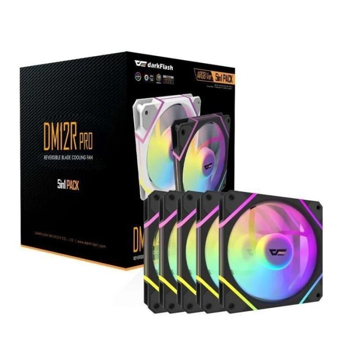 FAN CASE AIGO DARKFLASH DM12 PRO ARGB 5 FAN ( BLACK / WHITE )