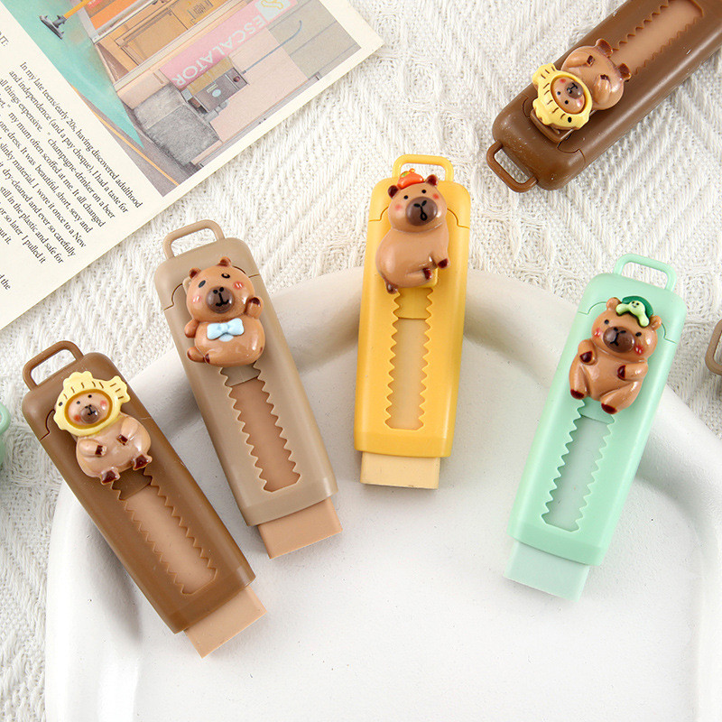 

1PC Creative Capybara Push Pull Eraser Aesthetic Stationery Office Supplies Funny Portable Traceless Wiping Rubber