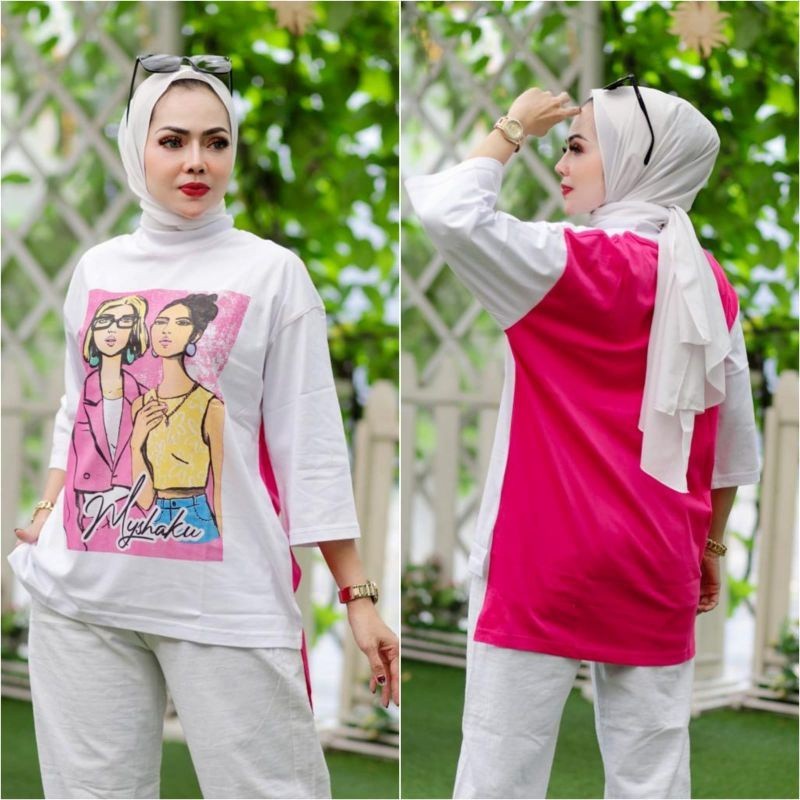 Linka_Store Kaos wanita oversize myshaku original viral