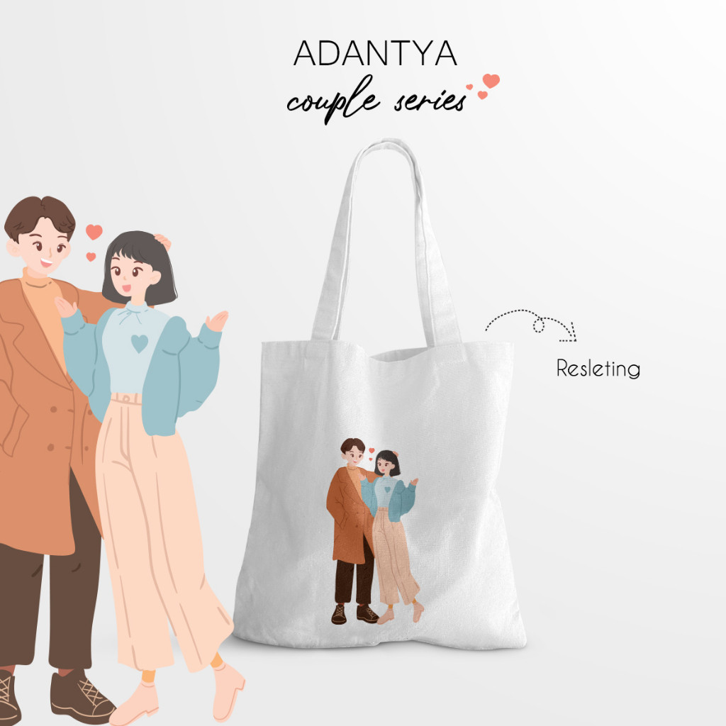 tote bag resleting couple series aesthetic  korean style wanita pria kece bisa COD