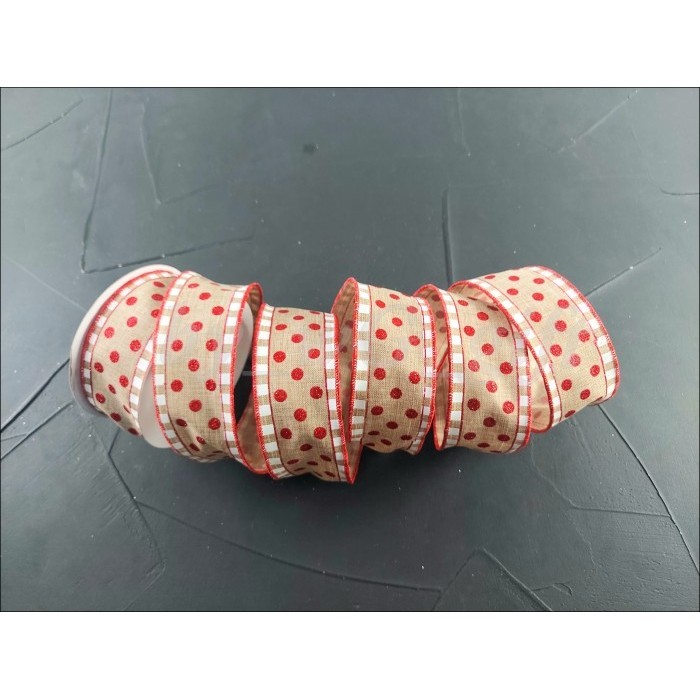 

Pita Kanvas - Polkadots Gliter Merah; Lebar 5 cm ; Panjang 10 yard