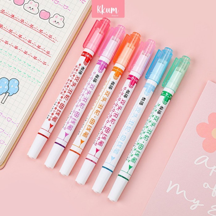 

PROMO!! -Colorful Stamp line marker set/ Spidol gambar garis warna cute - 6 PCS