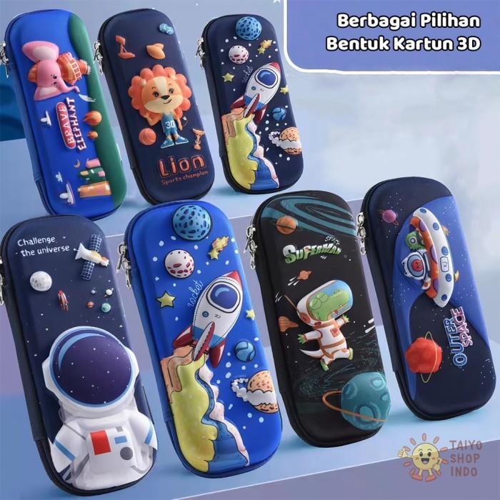 

PROMO!! -TAIYO Tempat Pensil Anak 3D Karakter Kotak Pensil Sekolah Eva Anti Air - Biru Tua Lion