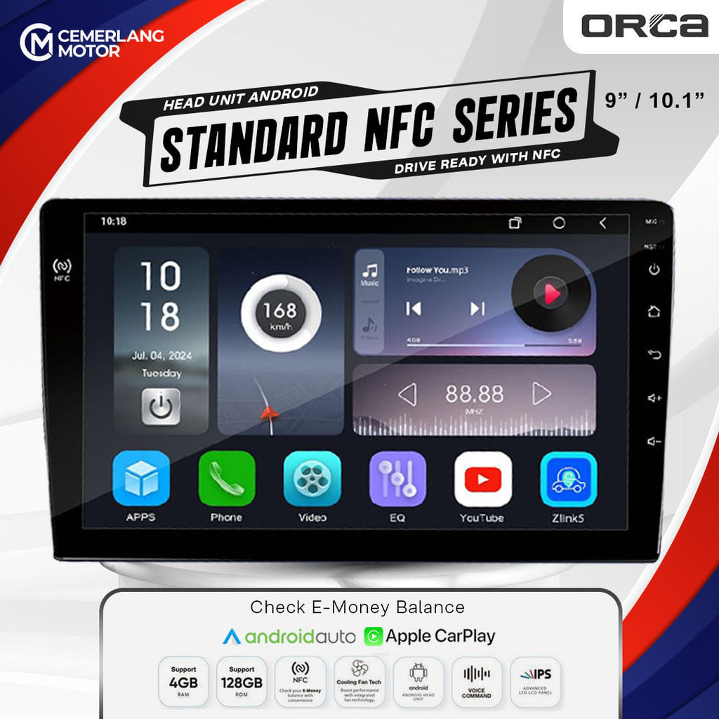 ORCA Head Unit Android Standard Series RAM 4/128 GB NFC