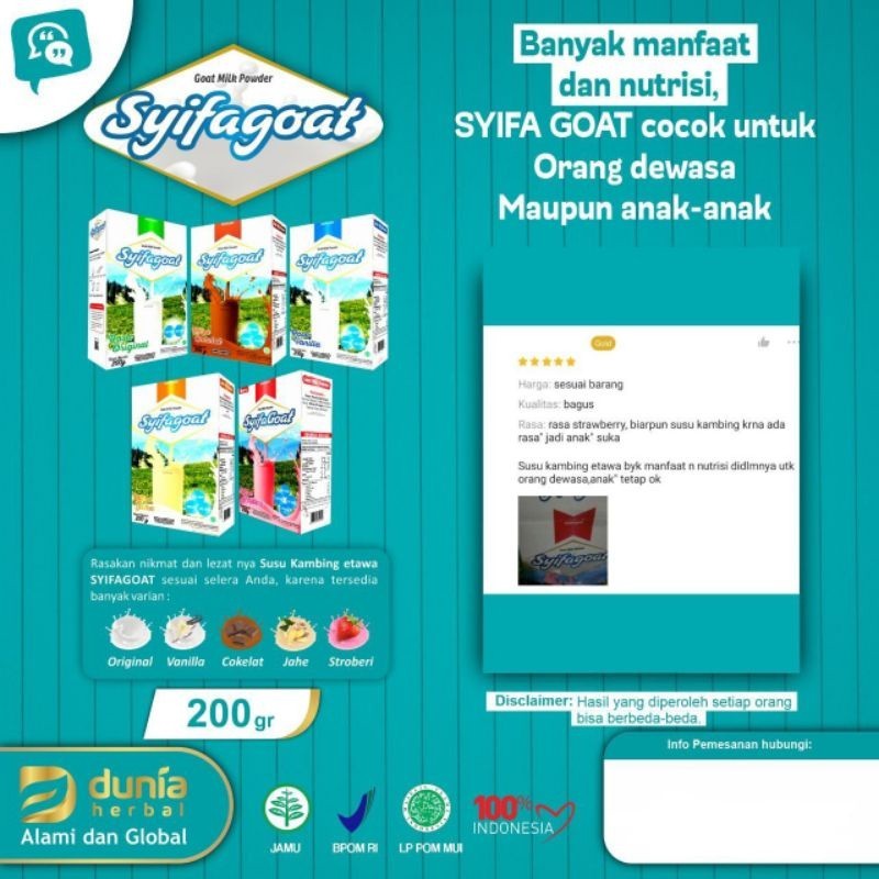 

Susu Kambing Etawa Bubuk Syifagoat Original PROMO