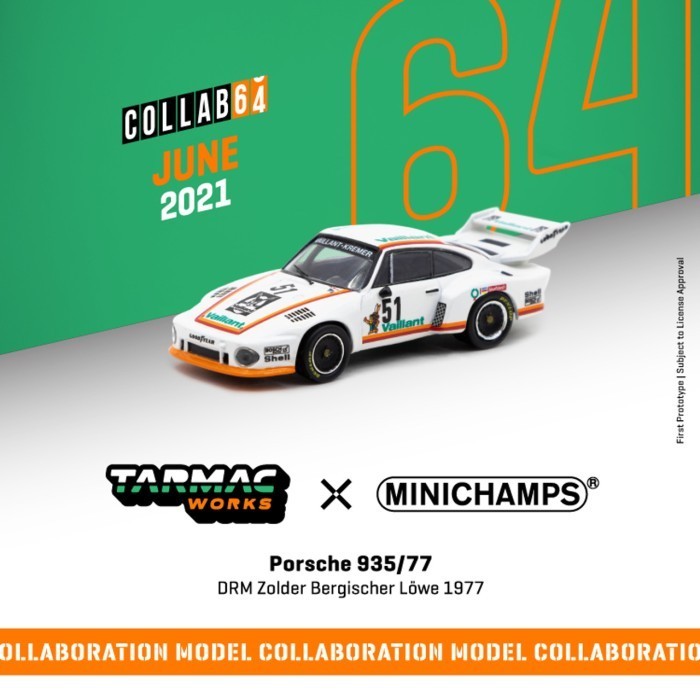Minichamps x Tarmac 1/64 Porsche 935 Zolder DRM 1977 #51 T64MC-002-VAL CH27