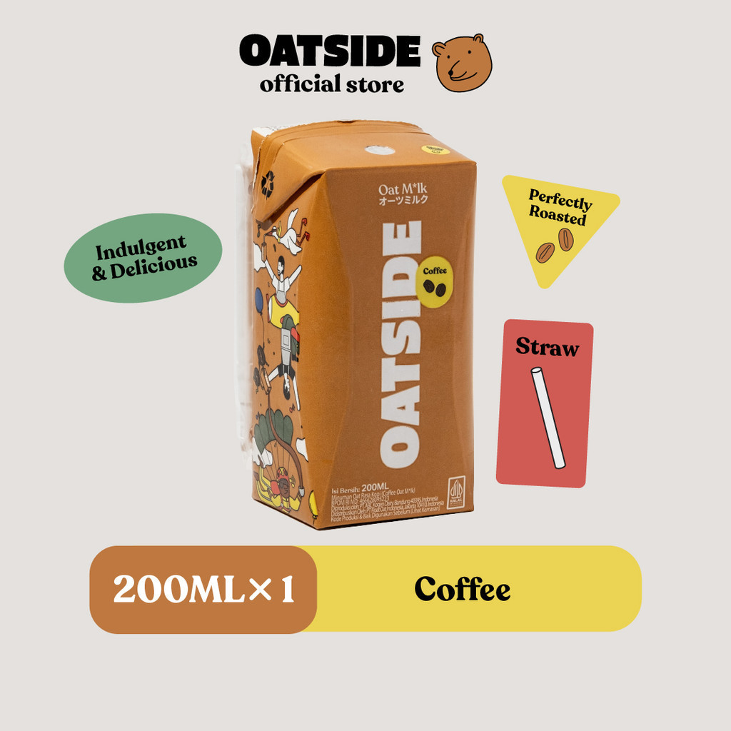 

OATSIDE Coffee Oat Milk 200ml Straw (Kemasan dengan Sedotan) | Susu Oat Rasa Kopi