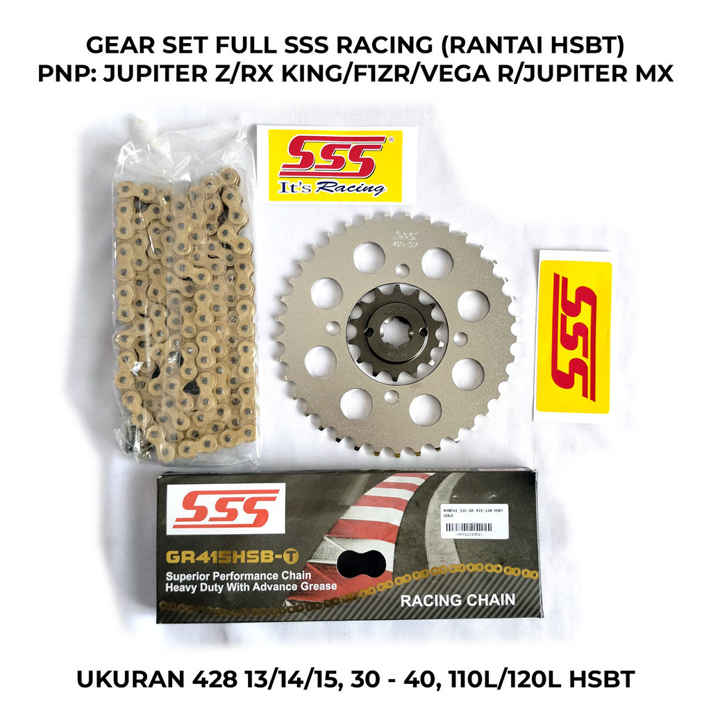 Gear Set 415 Full SSS RX King Jupiter Z F1ZR Jupiter MX Old/New Vega R Force 1 Ukuran Depan 13/14/15