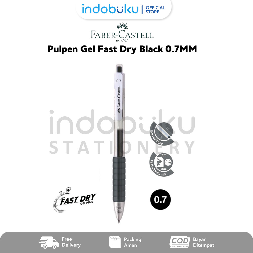 

Pulpen Gel Fast Dry Black 0.7MM Faber-Castell