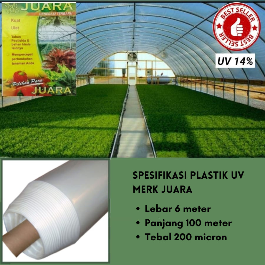 Plastik UV Film / Plastik Green House Lebar 6 meter 200 micron /per 1 roll