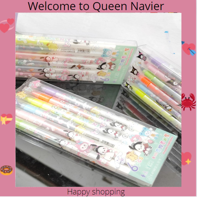 

QN - Highlighter set 6 pcs bisa di hapus motif sanrio lucu