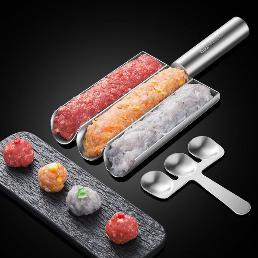 Alat Cetak Bakso Model 3 Baris Stainless Anti Lengket Manual Alat Pembuat Bakso Alat Cetakan Bakso