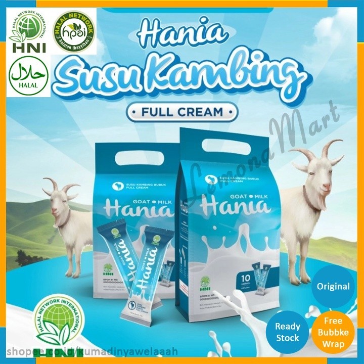 

TERMURAH SUSU KAMBING HANIA Full Cream - TANPA GULA isi 10 Sachet [LM3] HALAL099