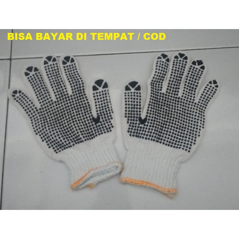 SARUNG  TANGAN KAIN  BESAR BENANG BINTIK HITAM