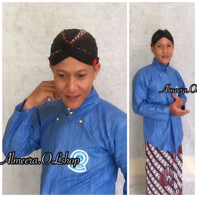 LURIK JAWA LURIK Kebaya dan Sorjan Lurik surjan alusan motif hujan gerimis biru muda Lurik Bahan Ten