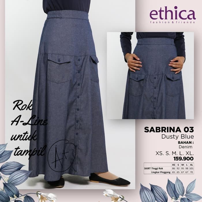 BUYME.STUDIO - ROK / BAWAHAN ETHICA SABRINA 03 COKLAT, DUSTY BLUE DAN BLACK OLIVE