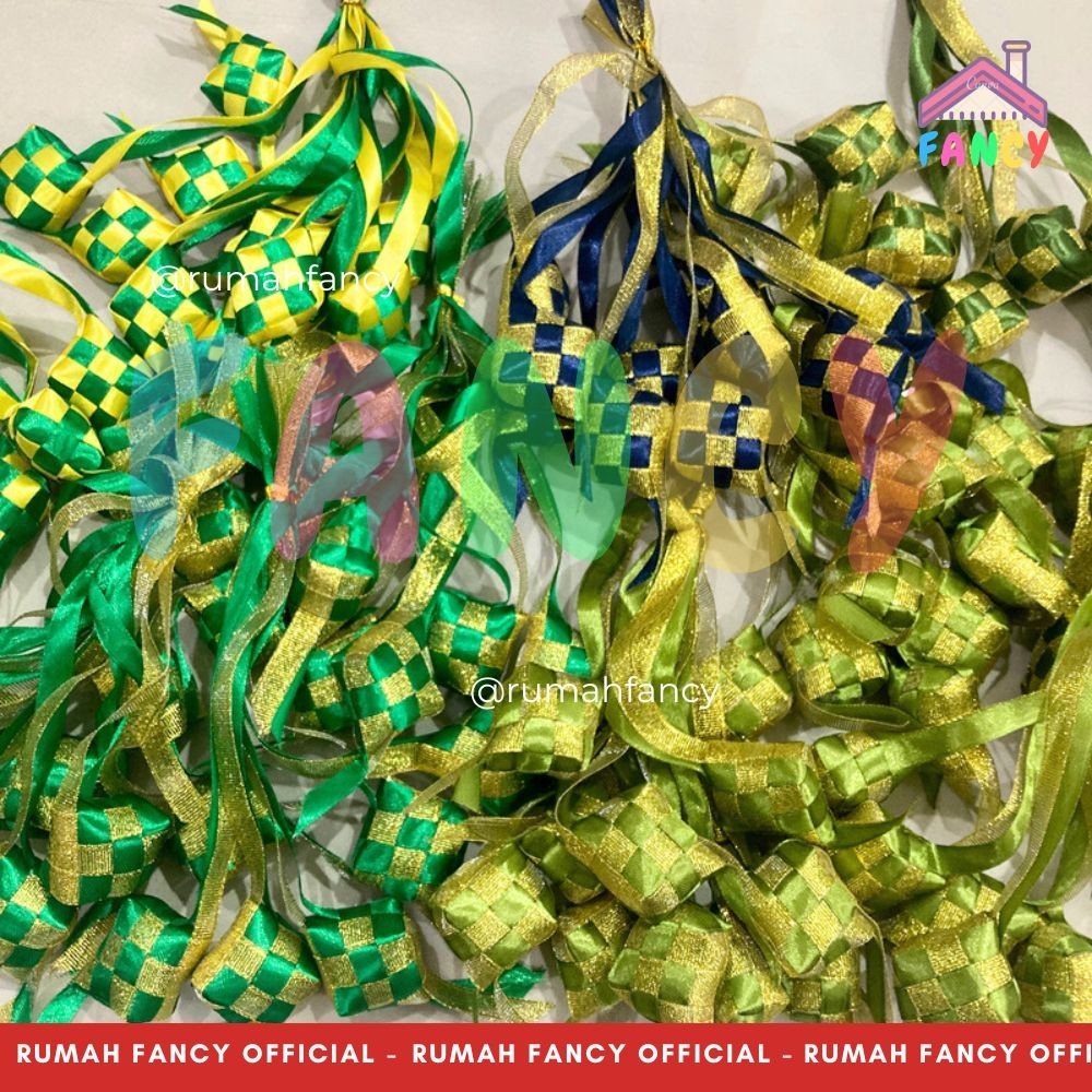 

KETUPAT Satin PREMIUM 4cm isi Dakron Hiasan Hampers Parcel Lebaran Pita Idul Fitri Ramadhan Happy Eid Mubarak