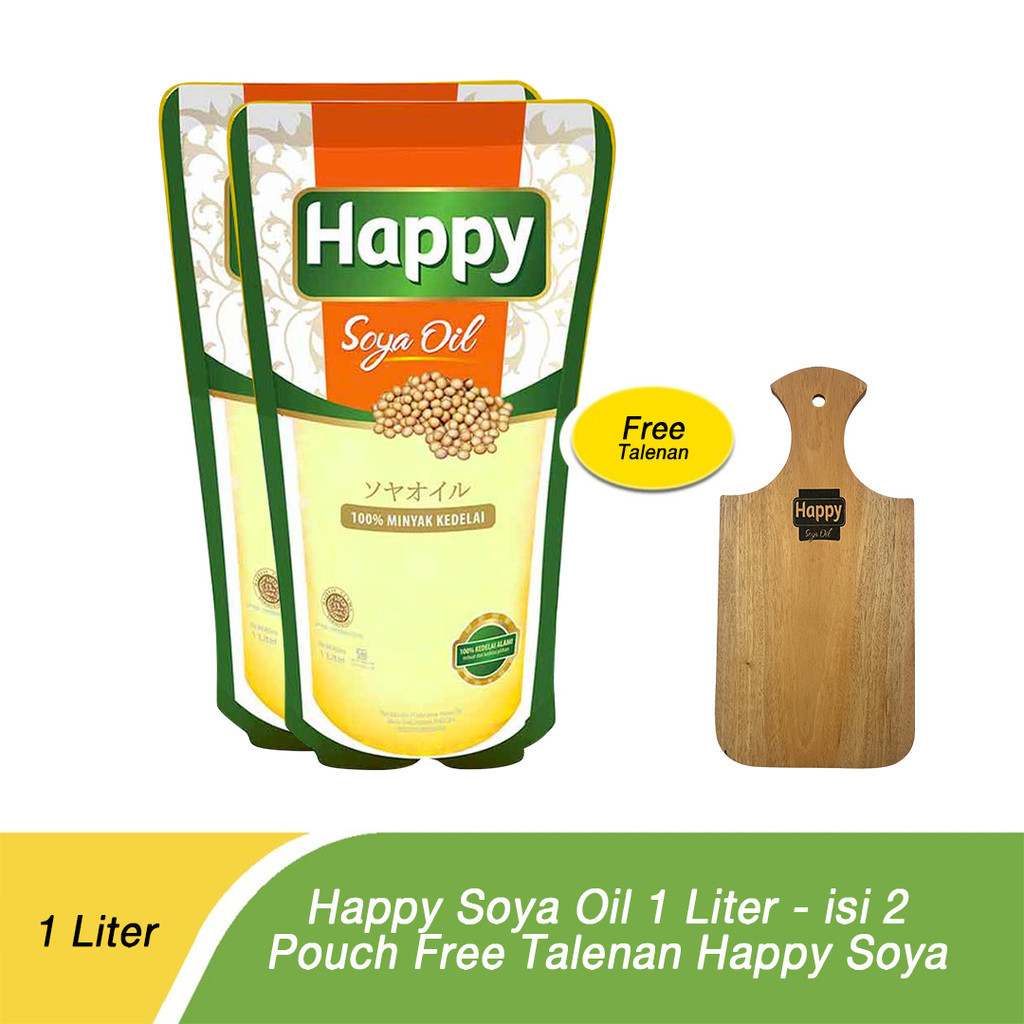 

2 PCS - Happy Soya Oil Pouch 1 Liter Free Talenan Happy Soya