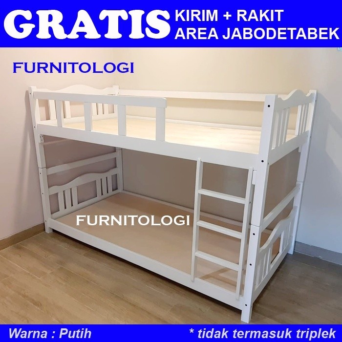 Ranjang Susun 2 Tingkat Anak dan Dewasa 90x200 / Kaki Pendek / Tempat Tidur Tingkat Anak