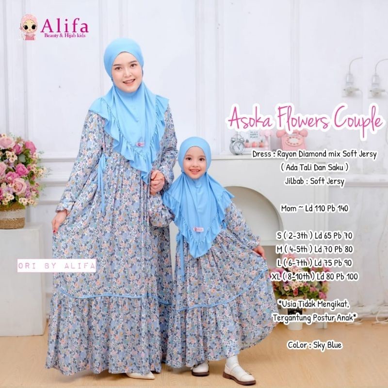 [[ Hawwa2 Kids Solo ]]  Asoka flower couple mom and kids gamis anak dan ibu premium free jilbab by A