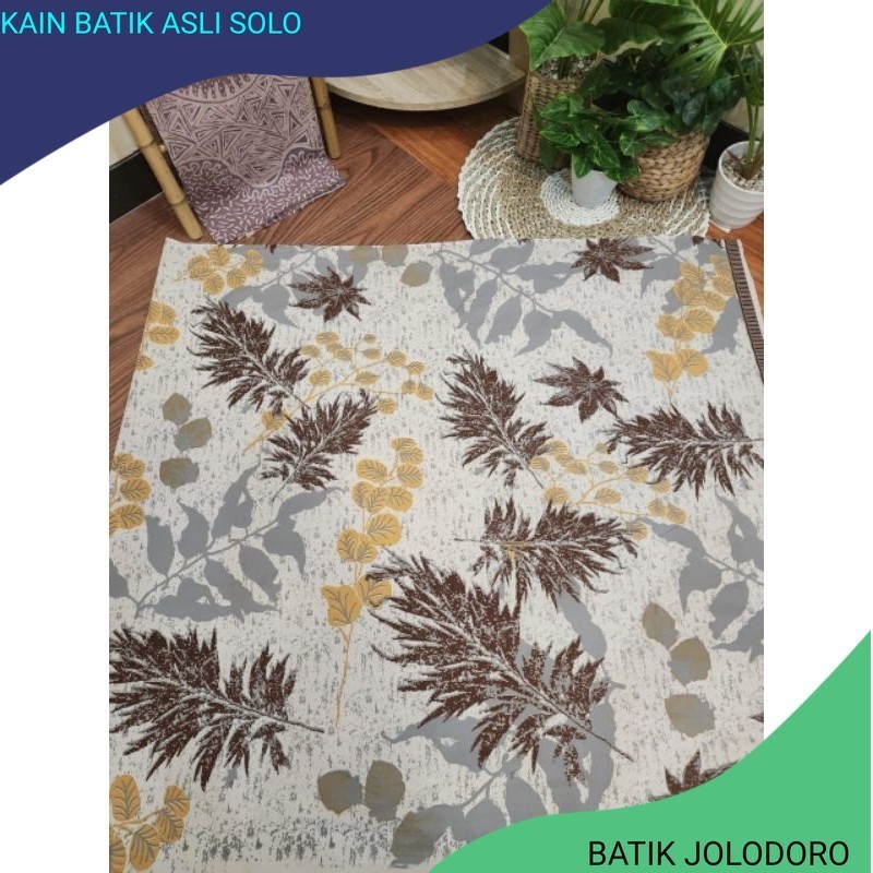 Kain batik solo daun akar gede cream 2 ecoprint