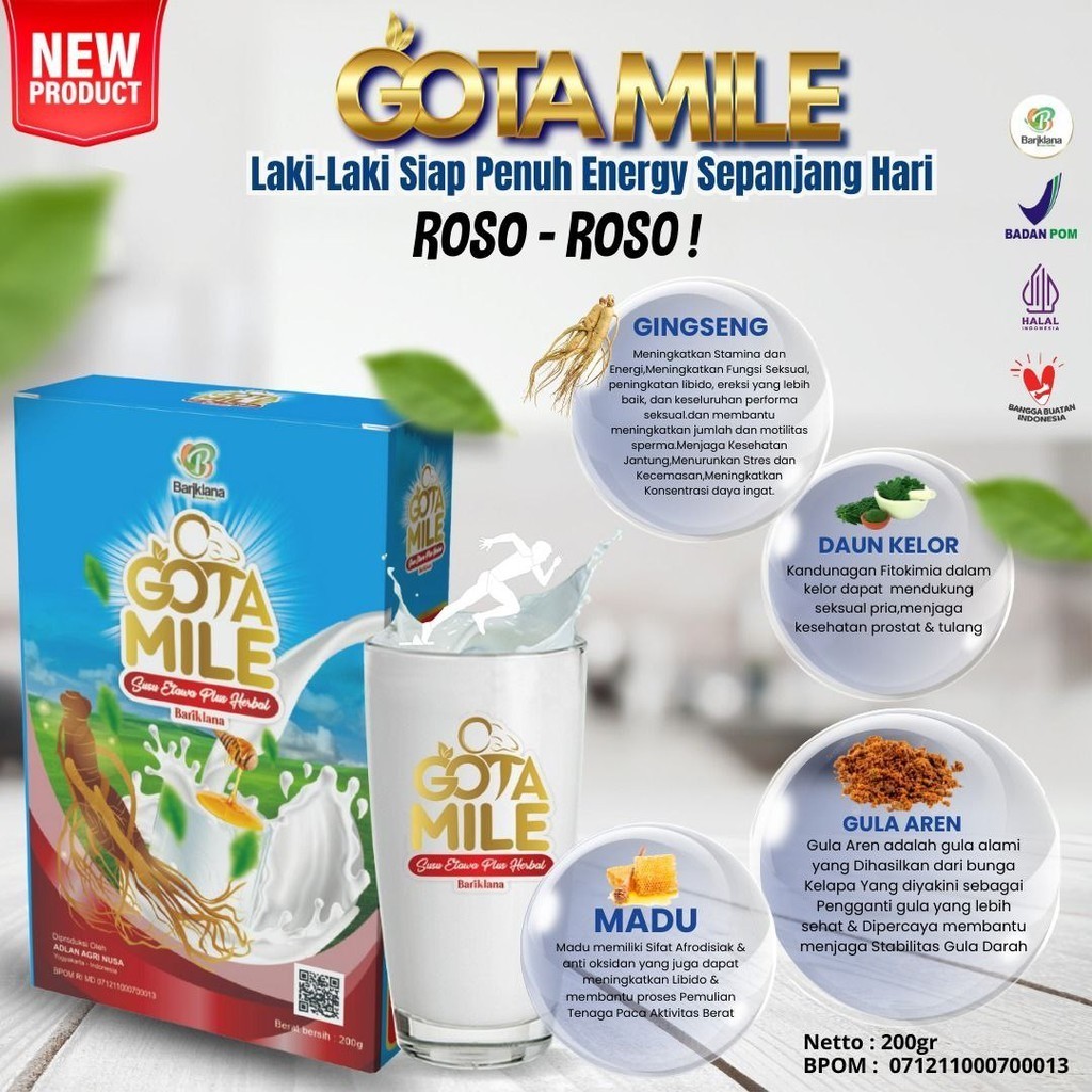 GOTA MILE Susu Kambing Etawa Khusus Pria Dewasa Susu dengan daun kelor