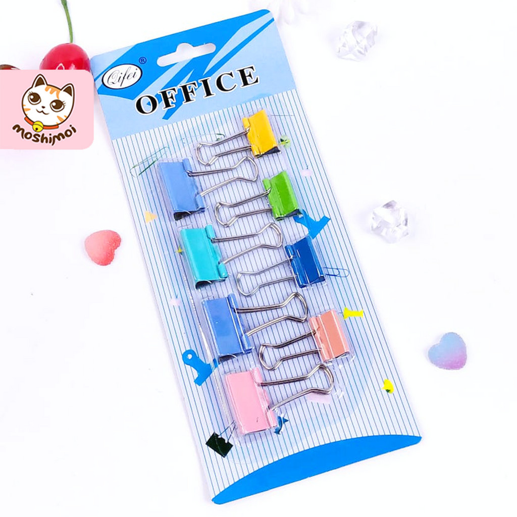 

Binder Clip / Paper Clip / Klip Kertas Besi Mix Warna Kar Isi 8 Pcs