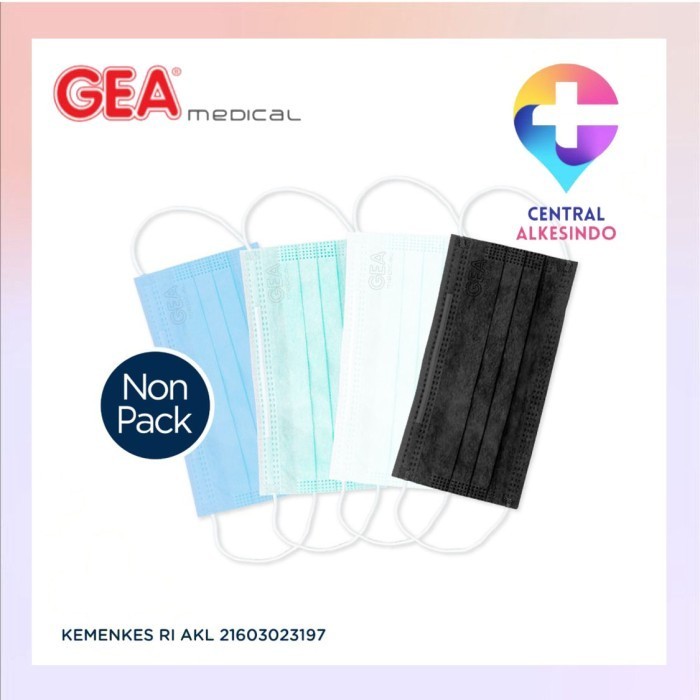 Masker Gea Single Pack Eceran / Masker Medis Surgical Mask Central Alkesindo 1