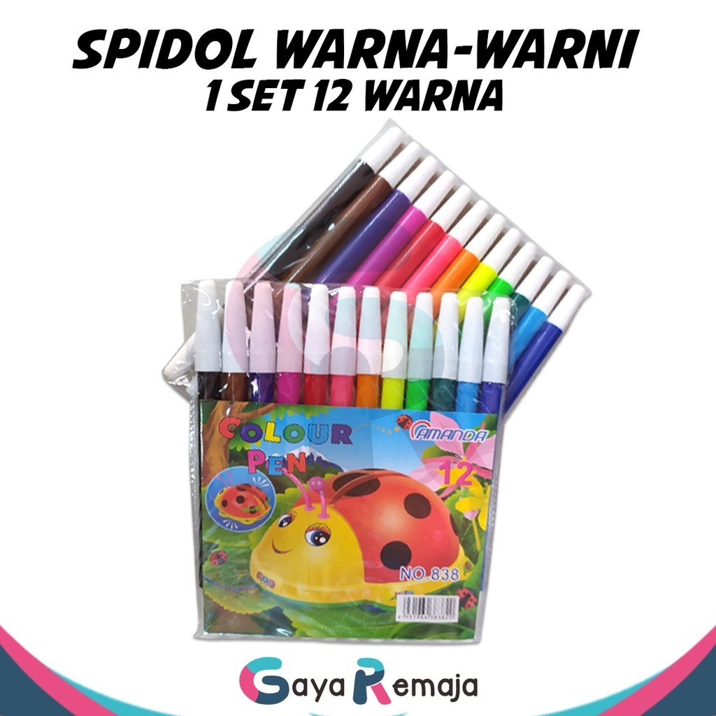 

Spidol 1 Set 12 Warna Murah / Spidol Mewarnai / Spidol Warna Warni