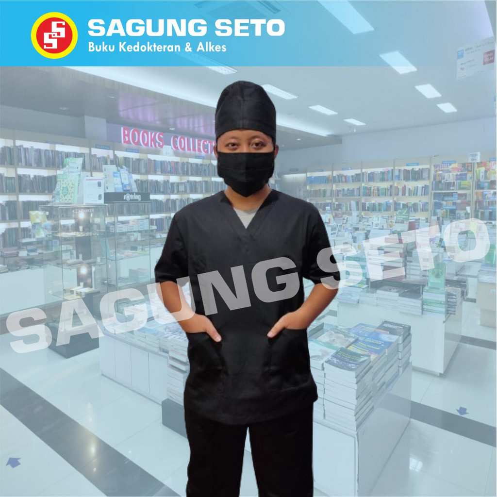 BAJU OK UKURAN XXL HITAM KERAH V LENGAN PENDEK (UKURAN XXL) / BAJU OKA / BAJU MEDIS