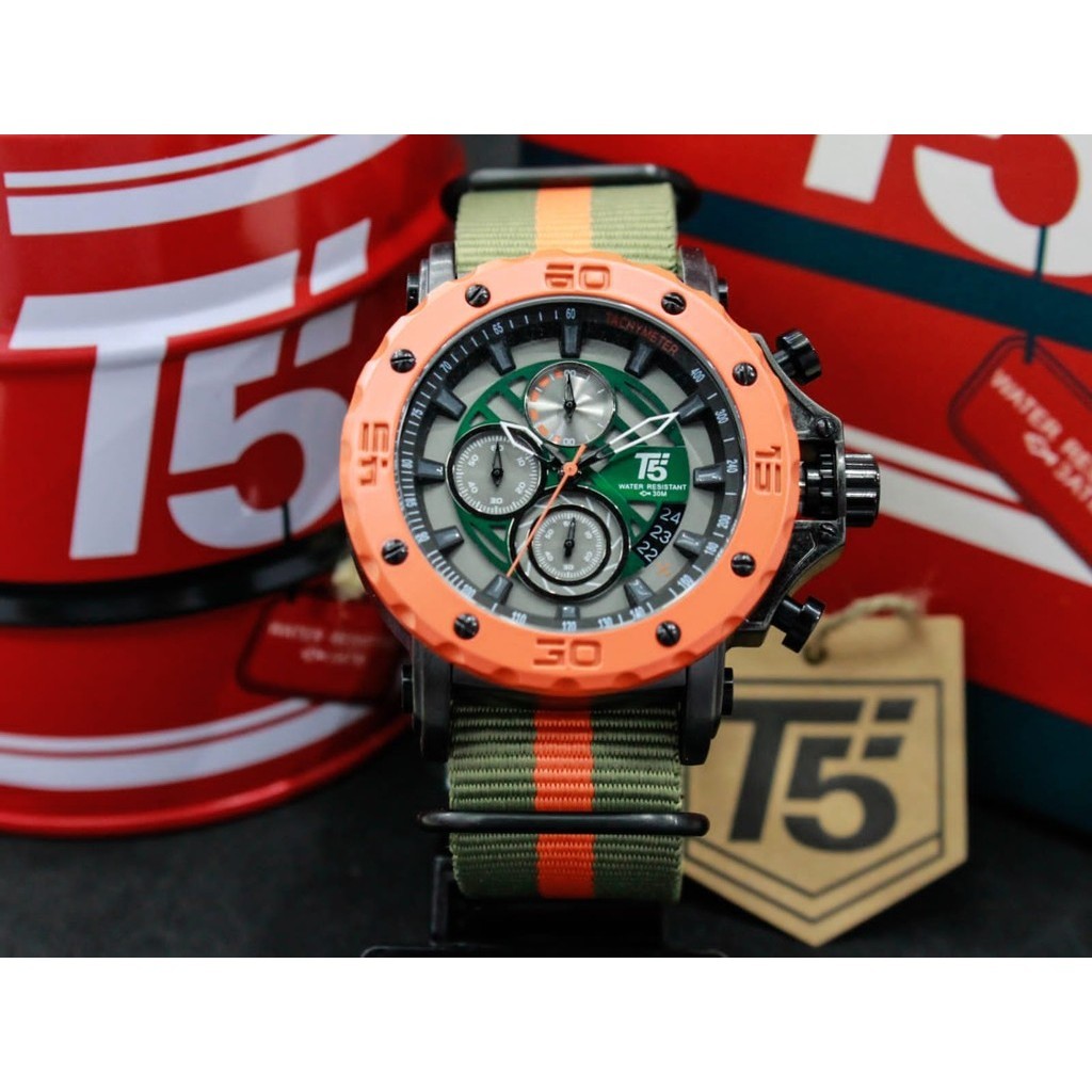 T5 H3946G Kanvas Original Cronograph Bergaransi Free Box dan Tas