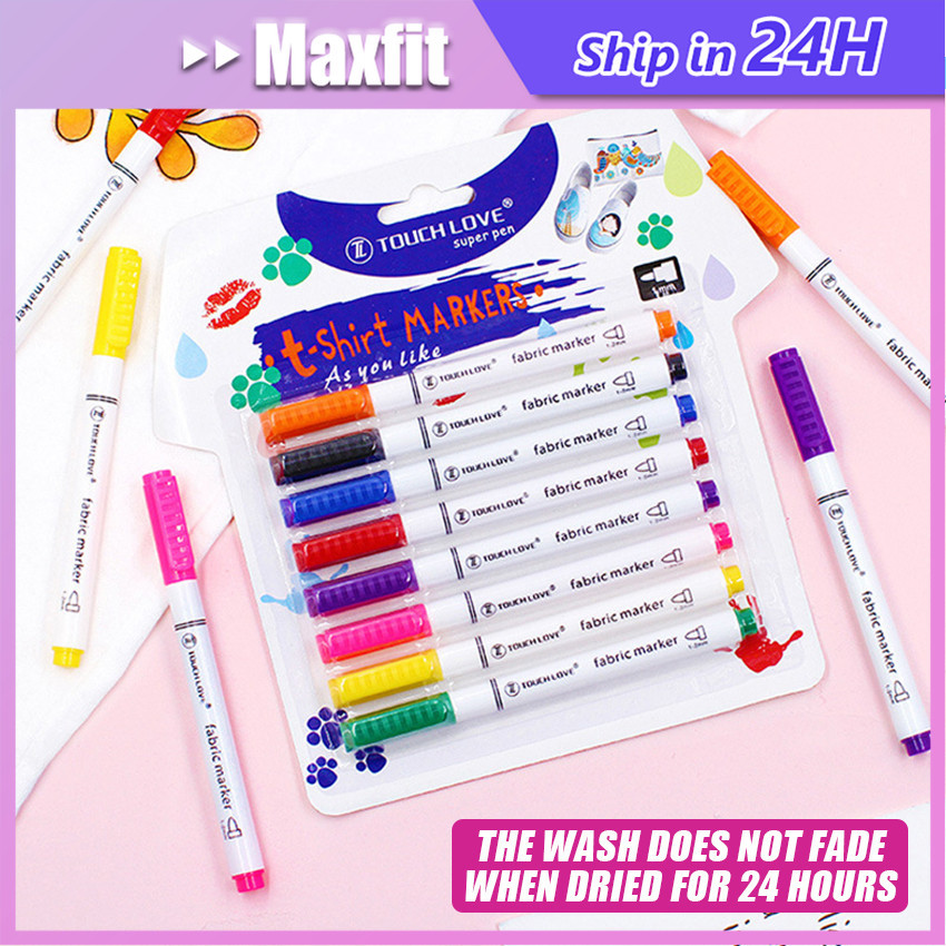 

8Pcs Spidol Kain Bisa Dihapus Decor Baju Fabric Shirt Marker Spidol Faber Castell Kain Tekstil Baju Kanvas