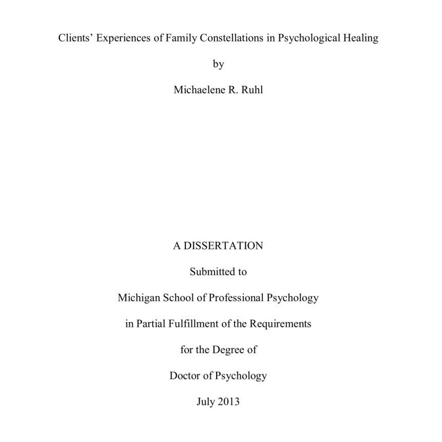 

Clients’ Experiences of Family Constellations in Psychological Healing