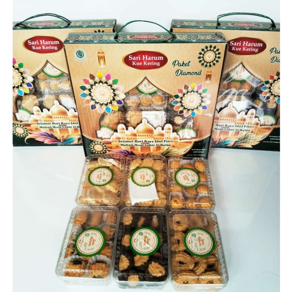 

DISKON Kue Kering Lebaran/Kue Kering/Paket Diamond Sari Harum Isi 6 Toples/Parcel Lebaran