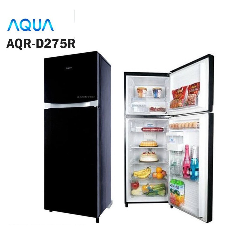 PROMO CUCI GUDANG KULKAS 2 PINTU AQUA AQR-D275R / AQR D275 INVERTER 220 LITER BERGARANSI RESMI (SBY-