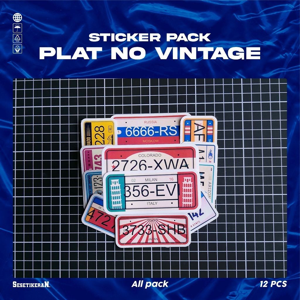 

COD✨ Sesetikeran Stiker Pack Number Plate Vintage Lucu Colorfull Keren Untuk Koper Laptop Skateboard
