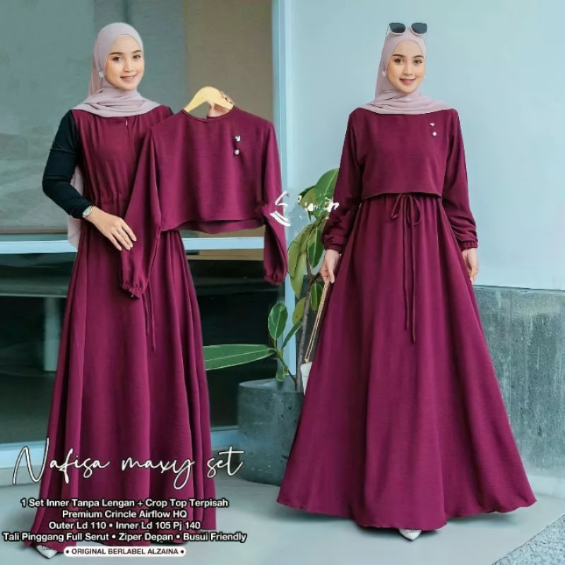 RKPERWIRA - ZRX PAKAIAN WANITA HENI / NAFISA MAXY SET 2in1 INNER+OUTER CRINCLE AIRFLOW / Setelan Baj