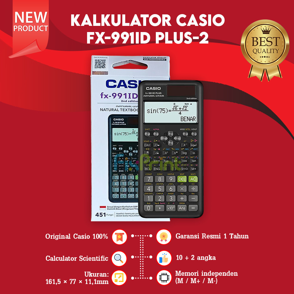 

Calculator Casio Scientific FX 991ID PLUS-2 Ilmiah New Original