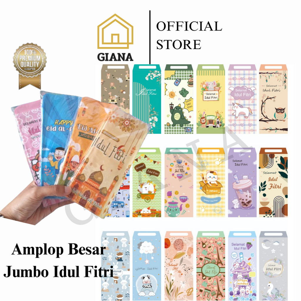 

GIA Amplop Lebaran Besar Amplop Idul Fitri 1 Pack isi 50 Pcs Gambar Motif Lucu