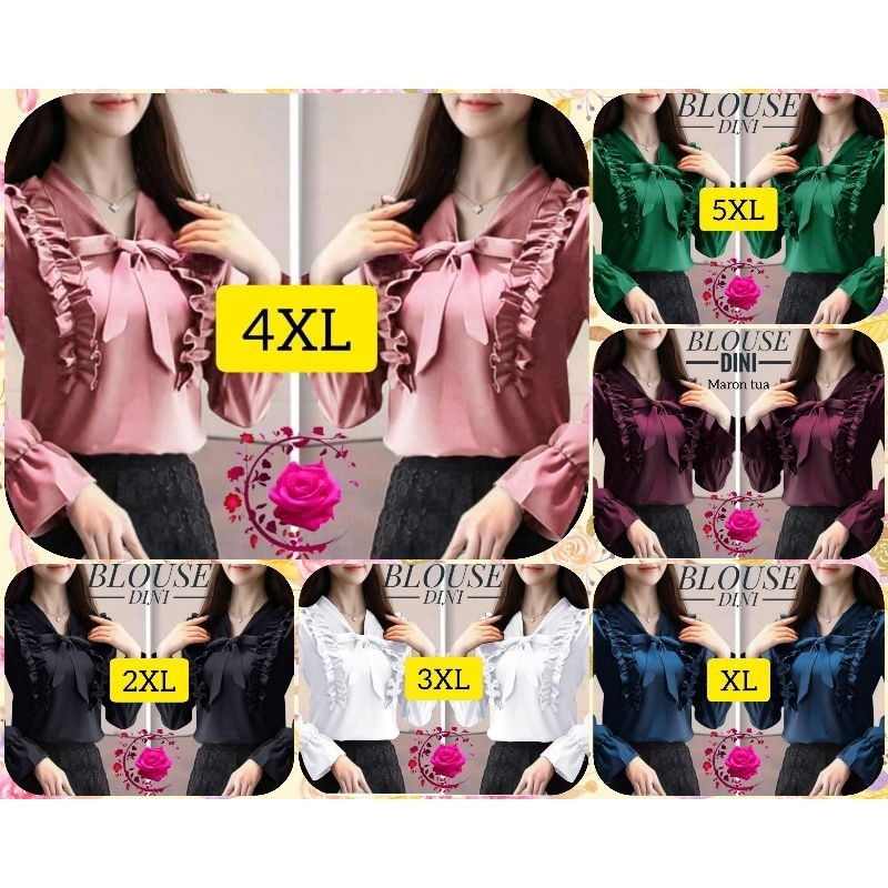 RIBBON BLOUSE/ BLOUSE RAMPLE WANITA/ dini - bg/ RUFFLE BLOUSE XL XXL XXXL 4XL 5XL