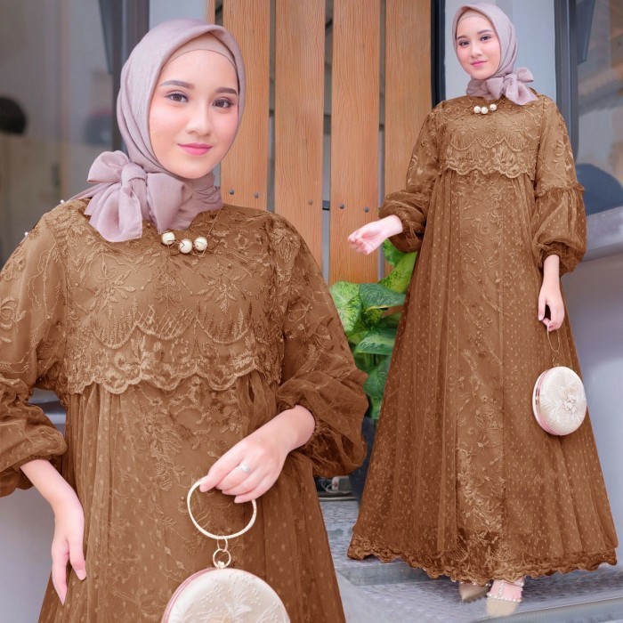 Masita Dress Kebaya Jumbo wanita Muslim model gamis maxi kekinian - MOCA, L